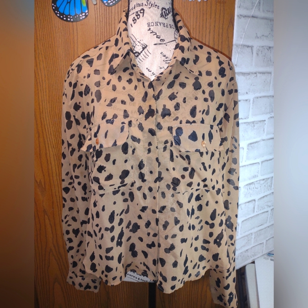 Med. Sheer Brown and Black  Blouse